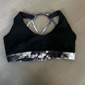 Jo + Jax Sports Bra Women’s Size Small Black and Grey Marble Waist band